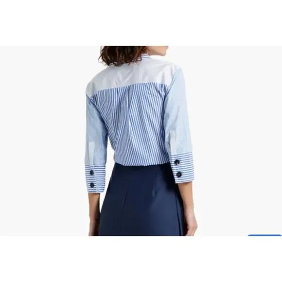CO Essentials Blue & White Striped Cotton Poplin Shirt NEW Size Small - Picture 2 of 14